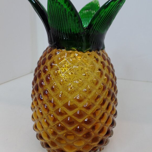 Unbranded Well Made Glass Pineapple 8 In. Tall X 4.5 In. Wide Vase, Hand Blown - Picture 5 of 12